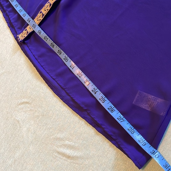 YA Los Angeles sz L indigo purple-blue sleeveless top gold embroidered 60% silk - Picture 11 of 13